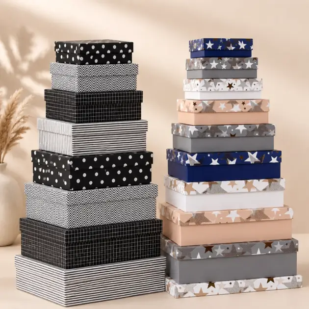 Gift Box Hot Stamped Set of 10 Multiple designs 2 colours