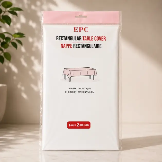White Plastic Table Cover 108"