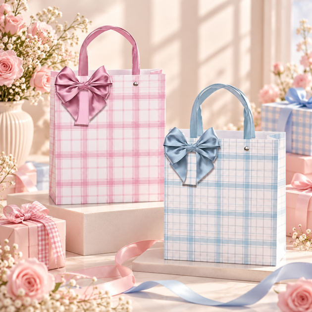 Jumbo Gingham Gift Bag with Bow 2 assorted designs