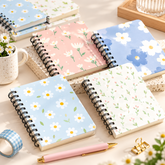 A5 Spiral Notebook Pastel Floral