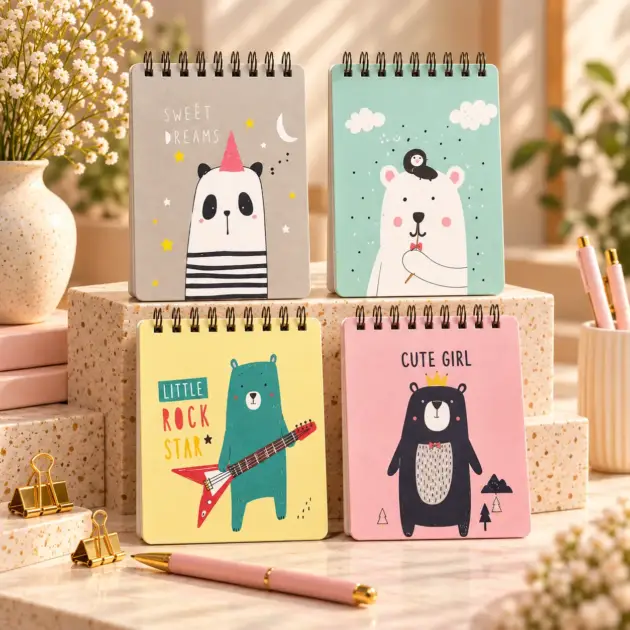 A7 Spiral Notepad Bear & Panda